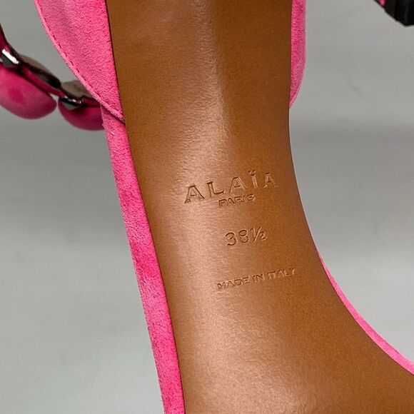 Alaia Bombe 90 Ankle-Strap Studded Suede Leather Sandals size 38.5 - Picture 16 of 16